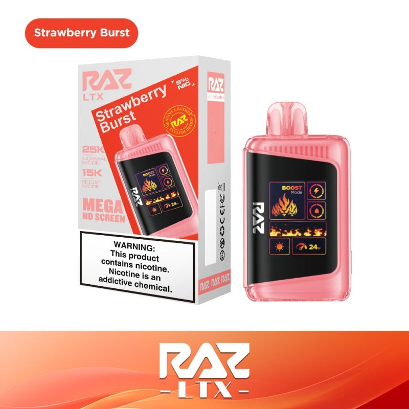 RAZ LTX Disposable | 25000 Puffs | 16mL | 50mg | MOQ 5 | Strawberry Burst with packaging