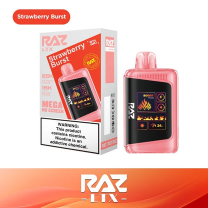 RAZ LTX Disposable | 25000 Puffs | 16mL | 50mg | MOQ 5 | Strawberry Burst with packaging