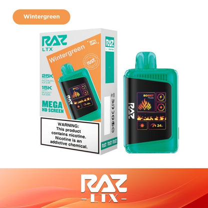 RAZ LTX Disposable | 25000 Puffs | 16mL | 50mg | MOQ 5 | Wintergreen with packaging