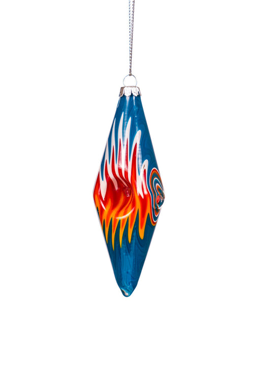 MKGlass MKH28 Christmas Ornament Hand Pipe - Blue