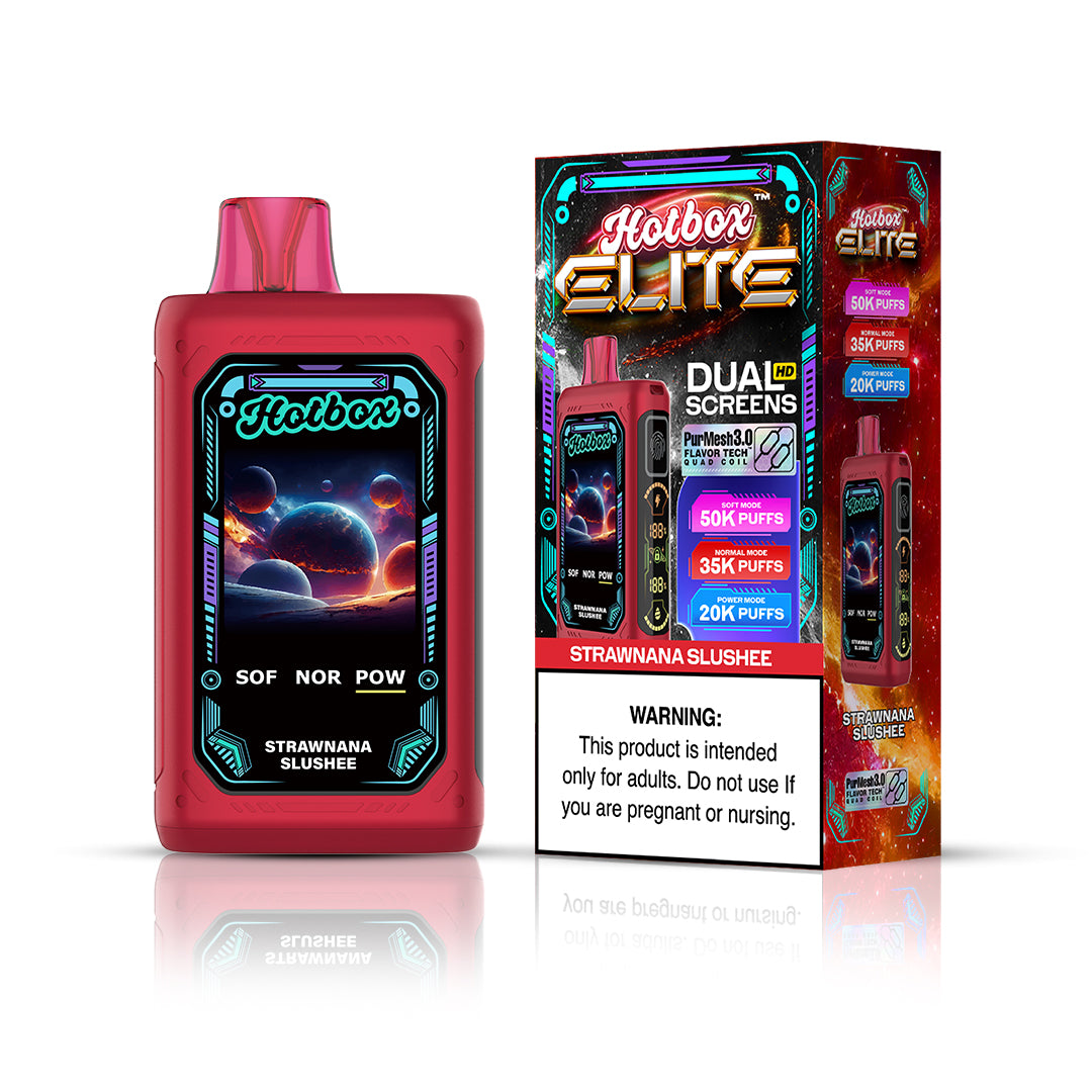 Puff Labs Hotbox Elite Disposable | 50000 Puffs | 30mL | 50mg | MOQ 5 | Strawnana Slushee with packaging
