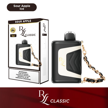 RYL Classic Disposable | 35000 Puff | 16.5mL | 50mg | MOQ 5 | Sour Apple Ice with packaging