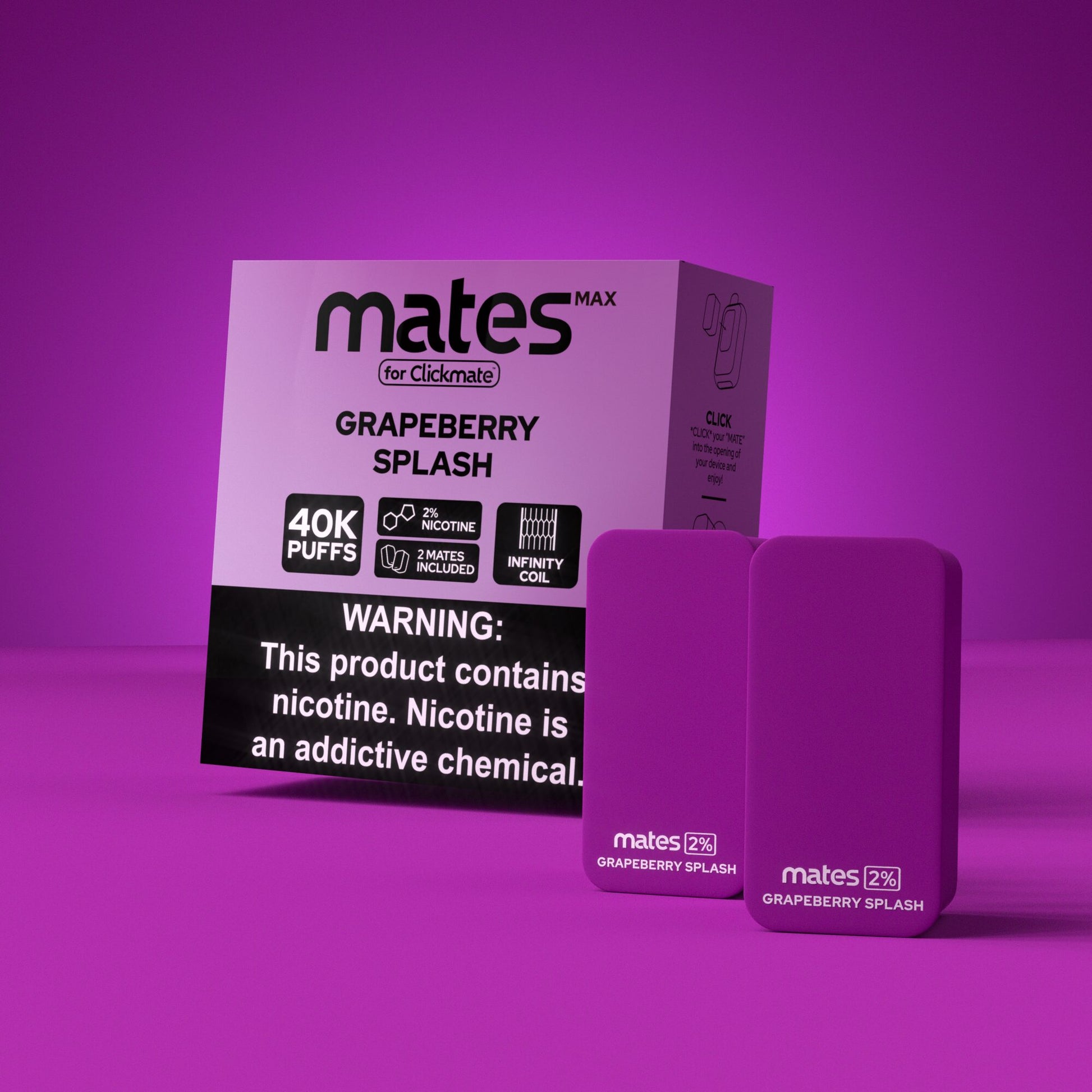 7Daze Clickmates | 5% Prefilled Mates MAX | (2-Pack) | Grapeberry Splash with packaging