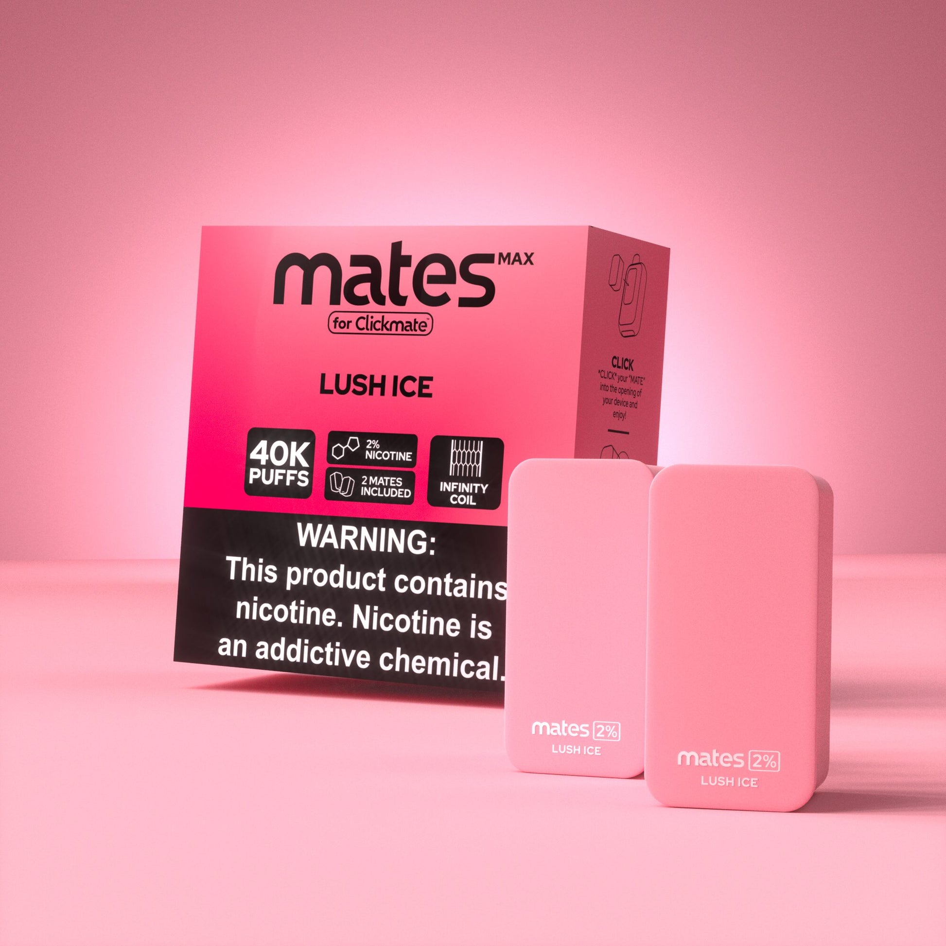 7Daze Clickmates | 2% Prefilled Mates MAX | (2-Pack) | Lush Ice with packaging