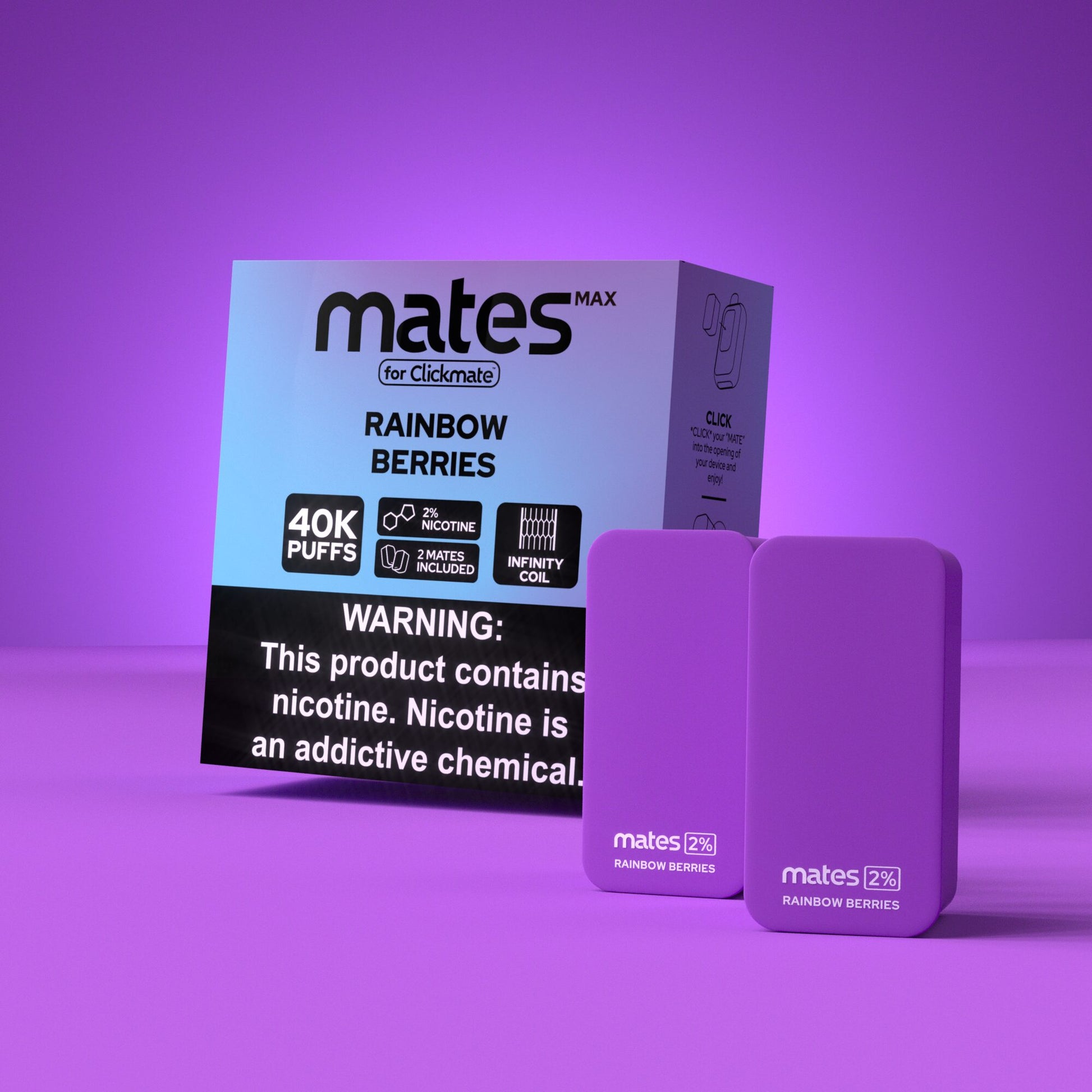 7Daze Clickmates | 5% Prefilled Mates MAX | (2-Pack) | Rainbow Berries with packaging