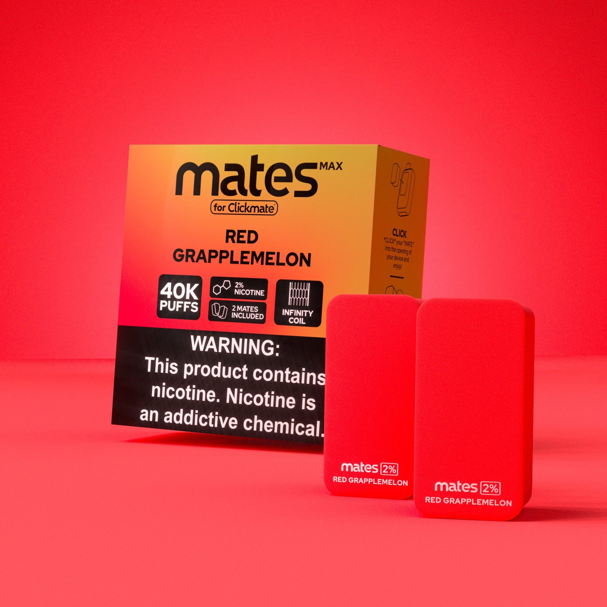 7Daze Clickmates | 5% Prefilled Mates MAX | (2-Pack) | Red Grapplemelon with packaging