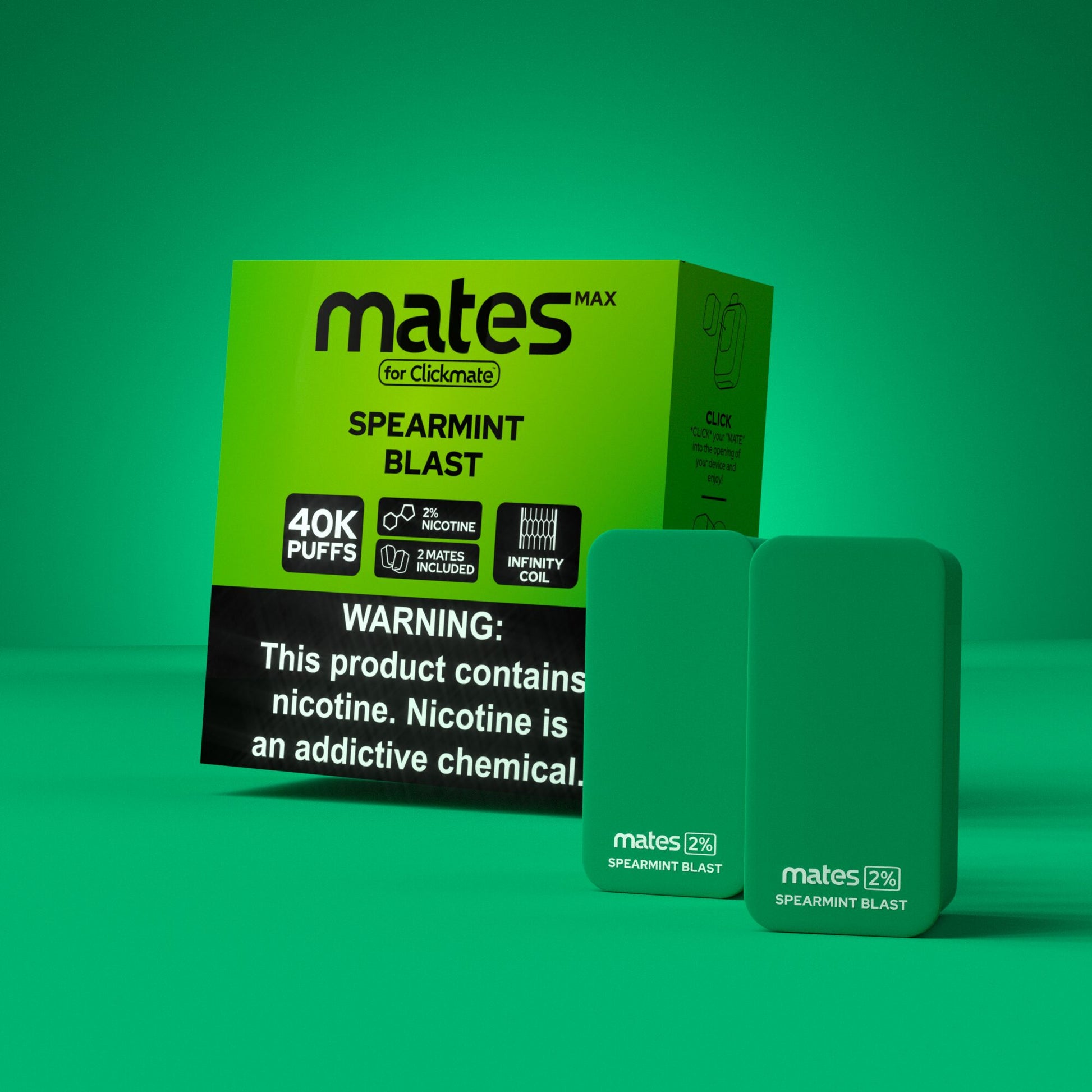 7Daze Clickmates | 5% Prefilled Mates MAX | (2-Pack) | Spearmint with packaging