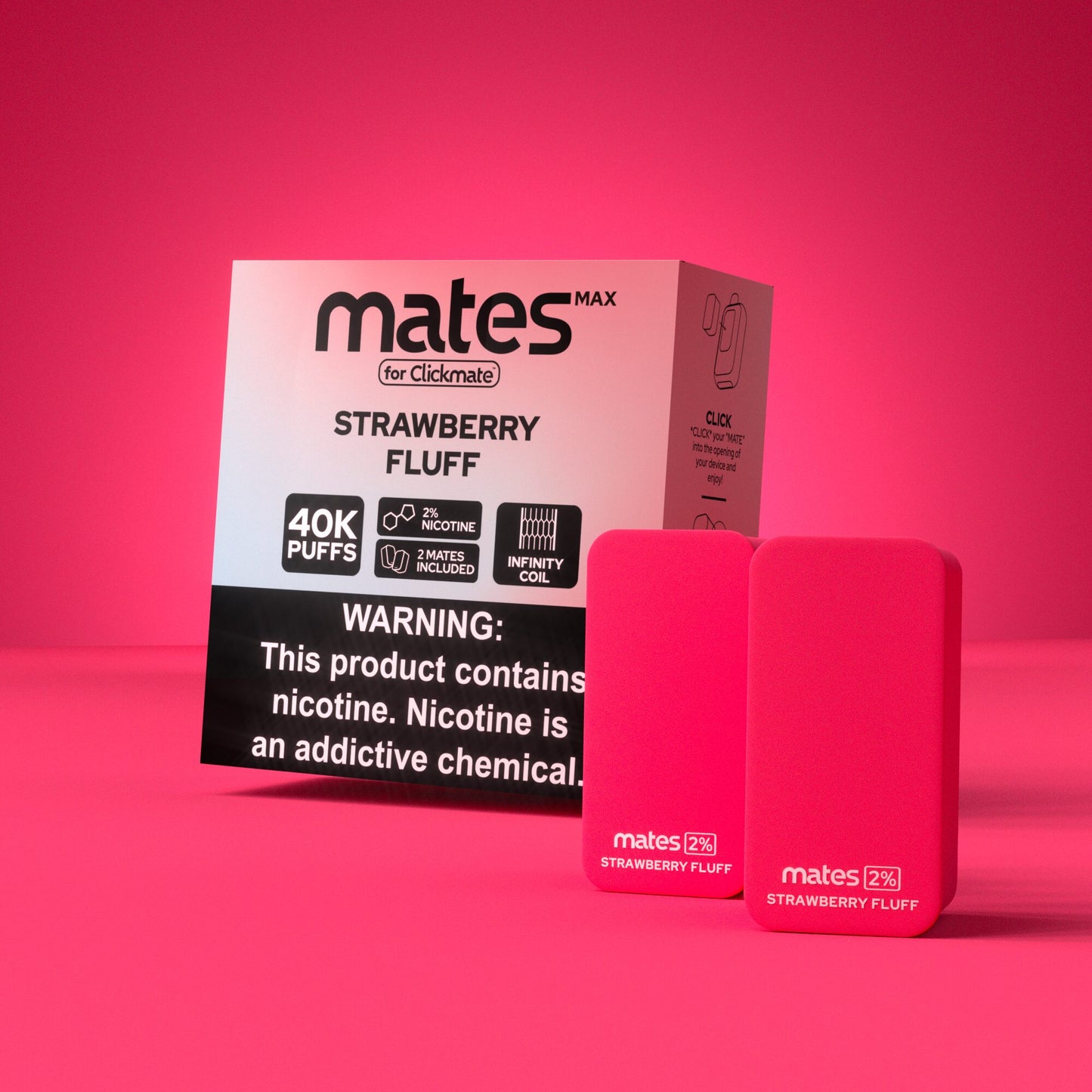 7Daze Clickmates | 5% Prefilled Mates MAX | (2-Pack) | Strawberry Fluff with packaging