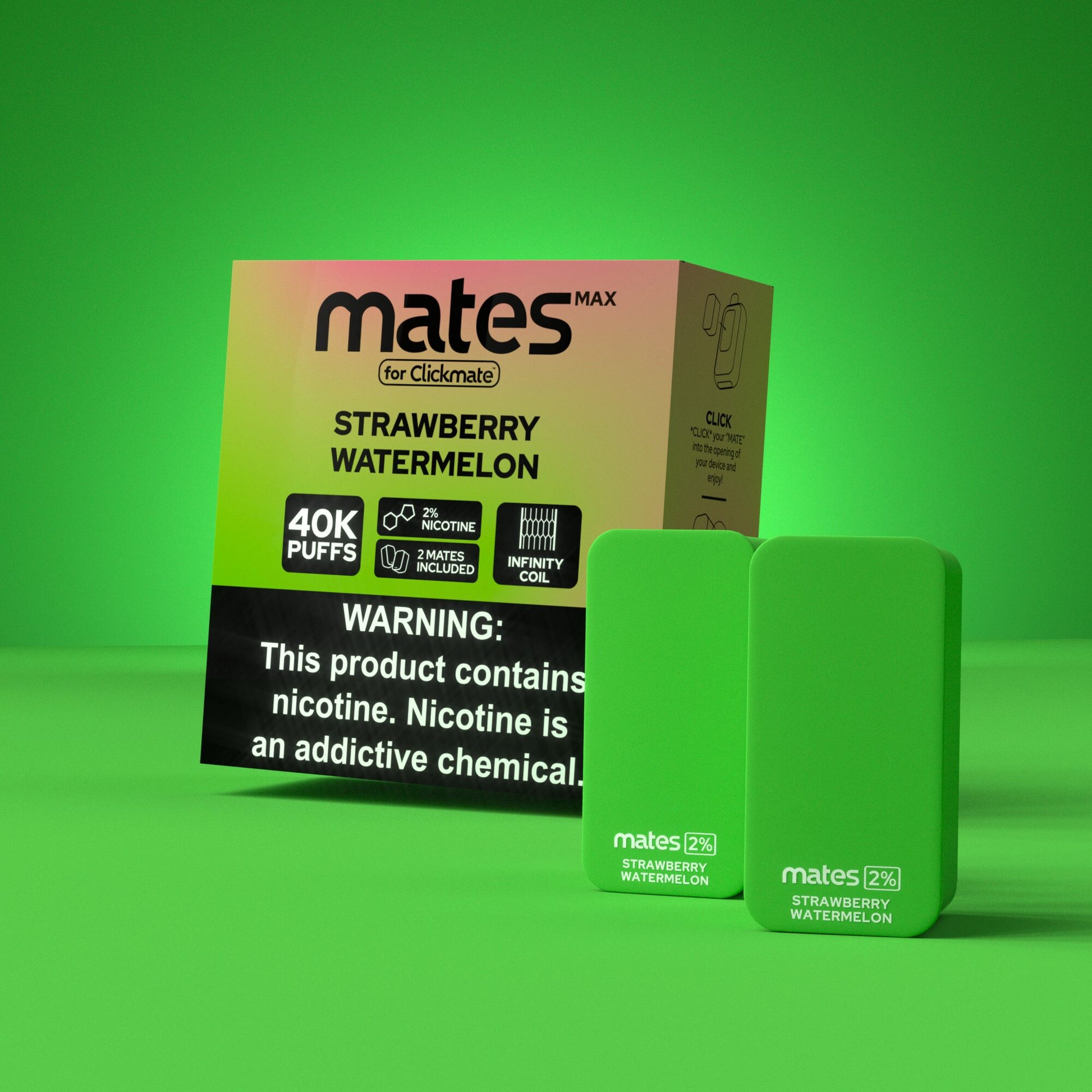 7Daze Clickmates | 5% Prefilled Mates MAX | (2-Pack) | Strawberry Watermelon with packaging