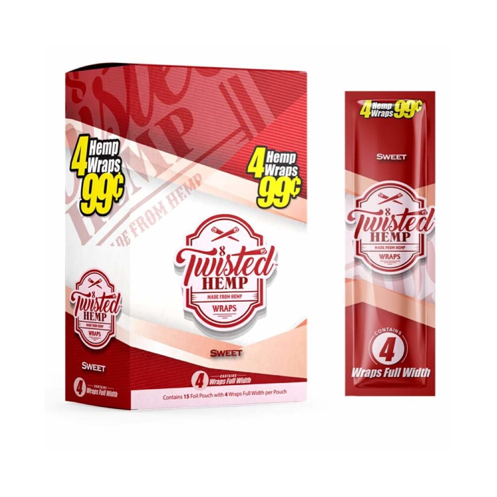 Twisted Hemp Wraps - 15 Foil Pouch 4 Wraps - Sweet