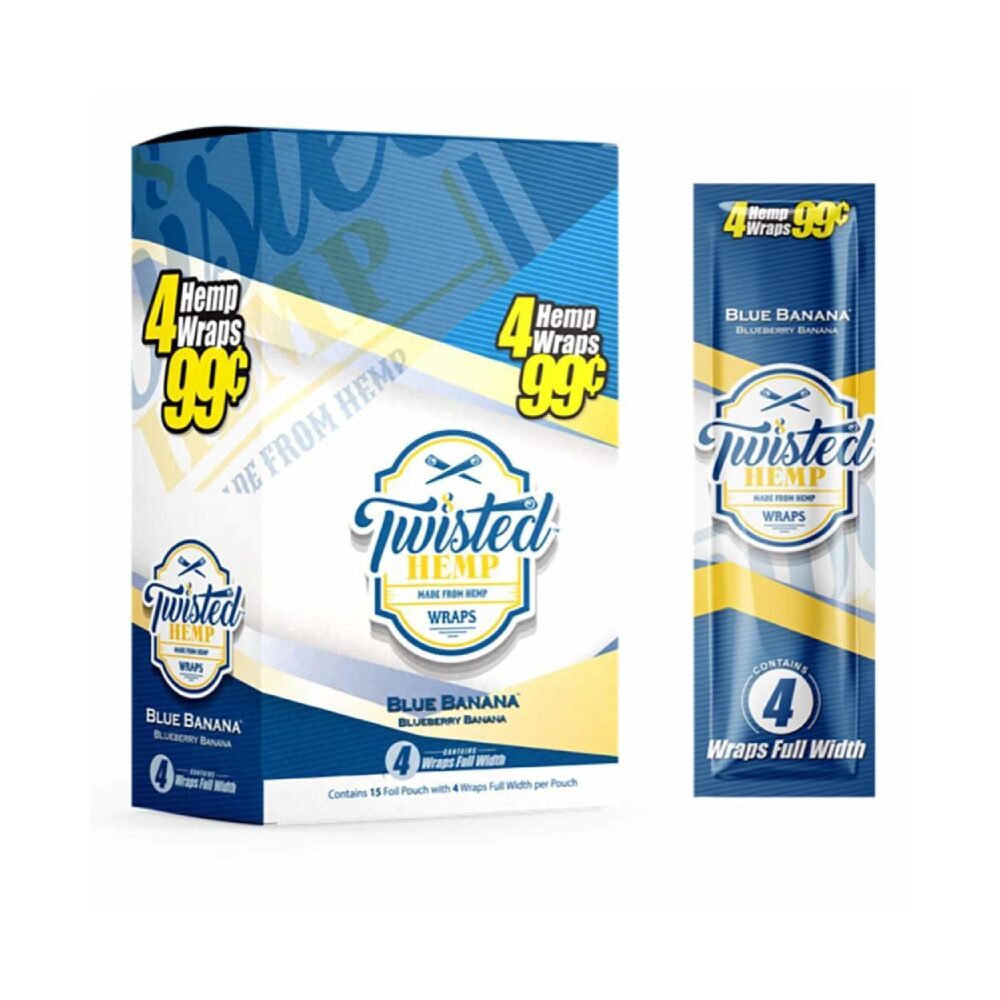 Twisted Hemp Wraps - 15 Foil Pouch 4 Wraps - Blue Raspberry Cherry