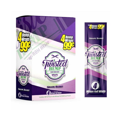 Twisted Hemp Wraps - 15 Foil Pouch 4 Wraps - Grape Burst