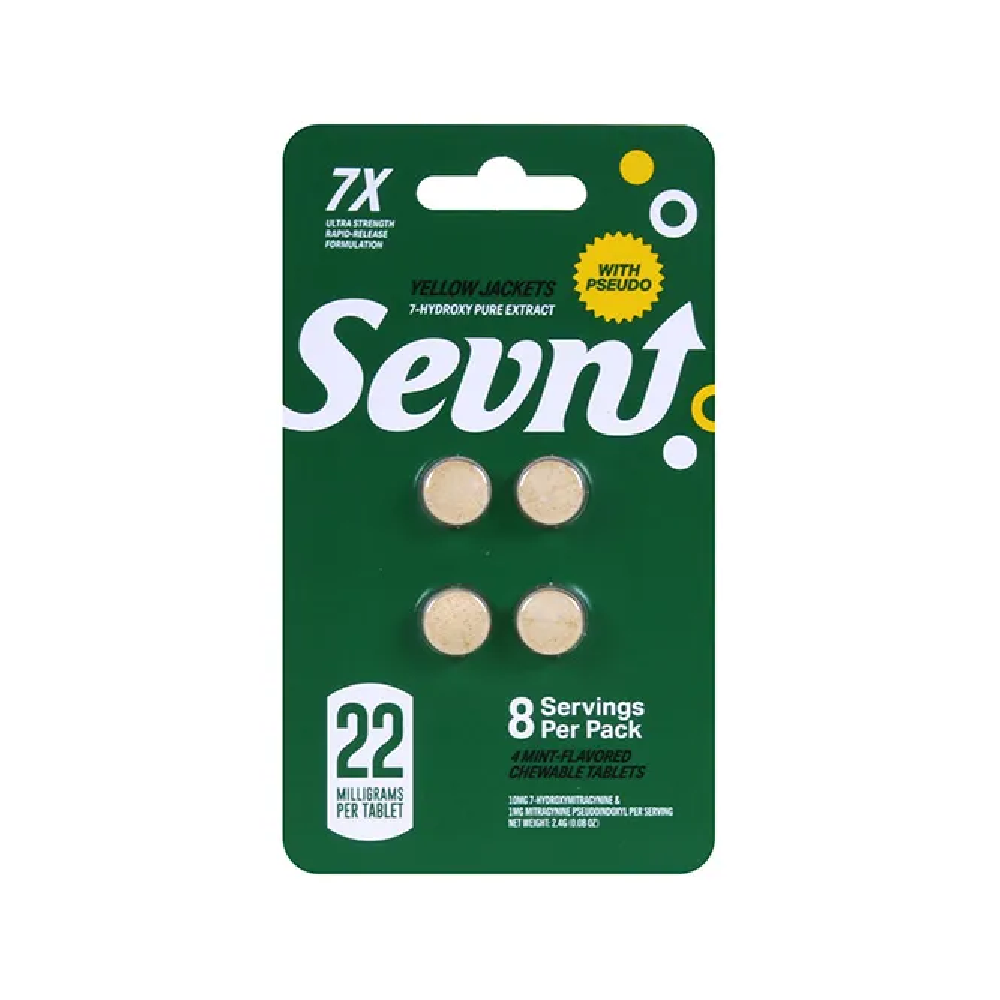 Sevn (88mg 4ct Tablet) 7-Hydroxy+Pseudo – Yellow Jackets - Unflavored