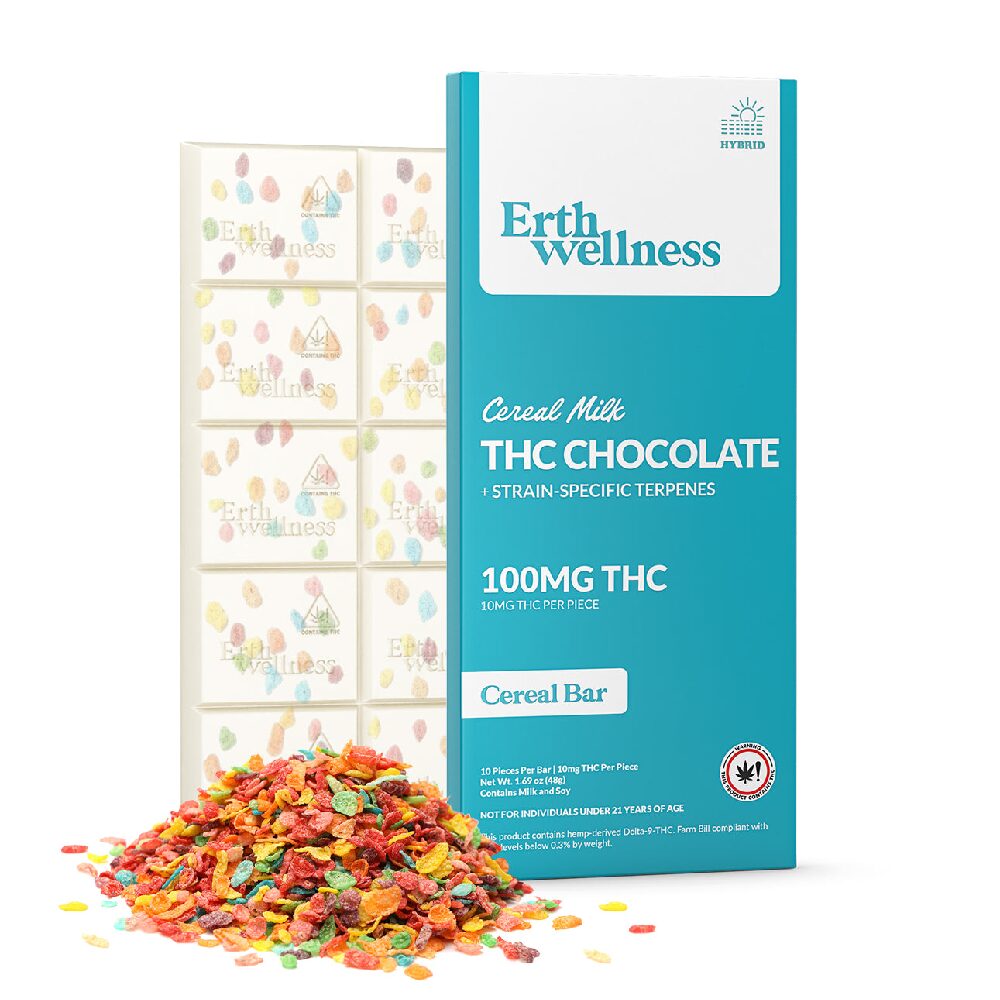 ERTH (D9 THC)(Chocolate)(100mg 1ct Bar) - Cereal Milk with packaging