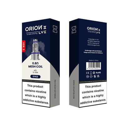 LVE Orion II V2 Mesh Coils (5-Pack) - 0.8ohm MTL with packaging
