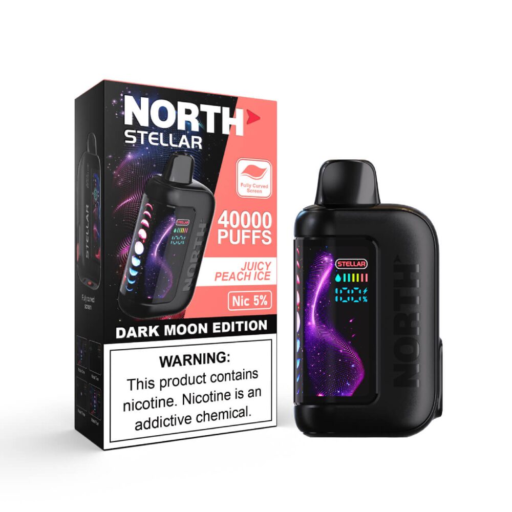 North Stellar (Dispo) | (40000Puff) |(20mL) | 50mg | Dark Moon Edition | Juicy Peach Ice with packaging