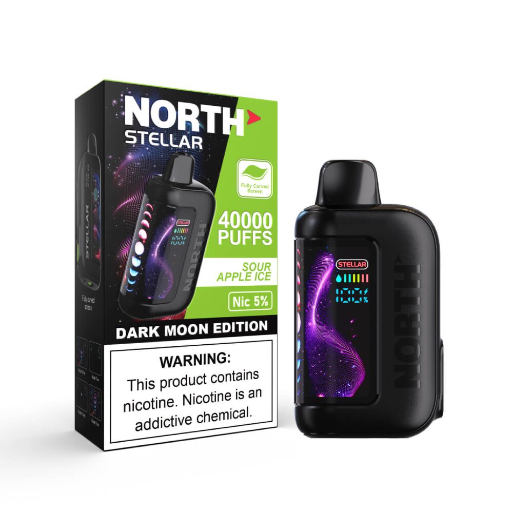 North Stellar (Dispo) | (40000Puff) |(20mL) | 50mg | Dark Moon Edition | Sour Apple Ice with packaging