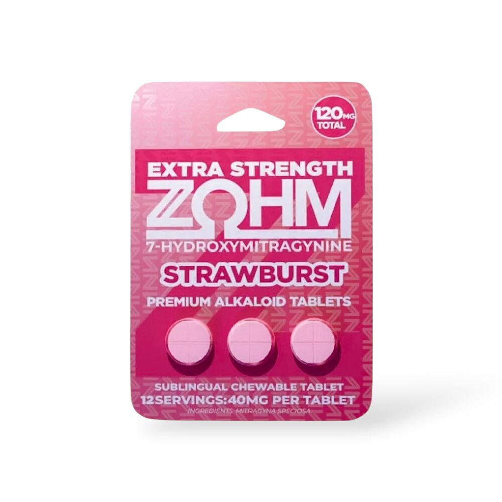 ZOHM 7-Hydroxymitragynine (Kratom)(Tablets)(120mg 3-Pack) Extra Strength - Strawburst