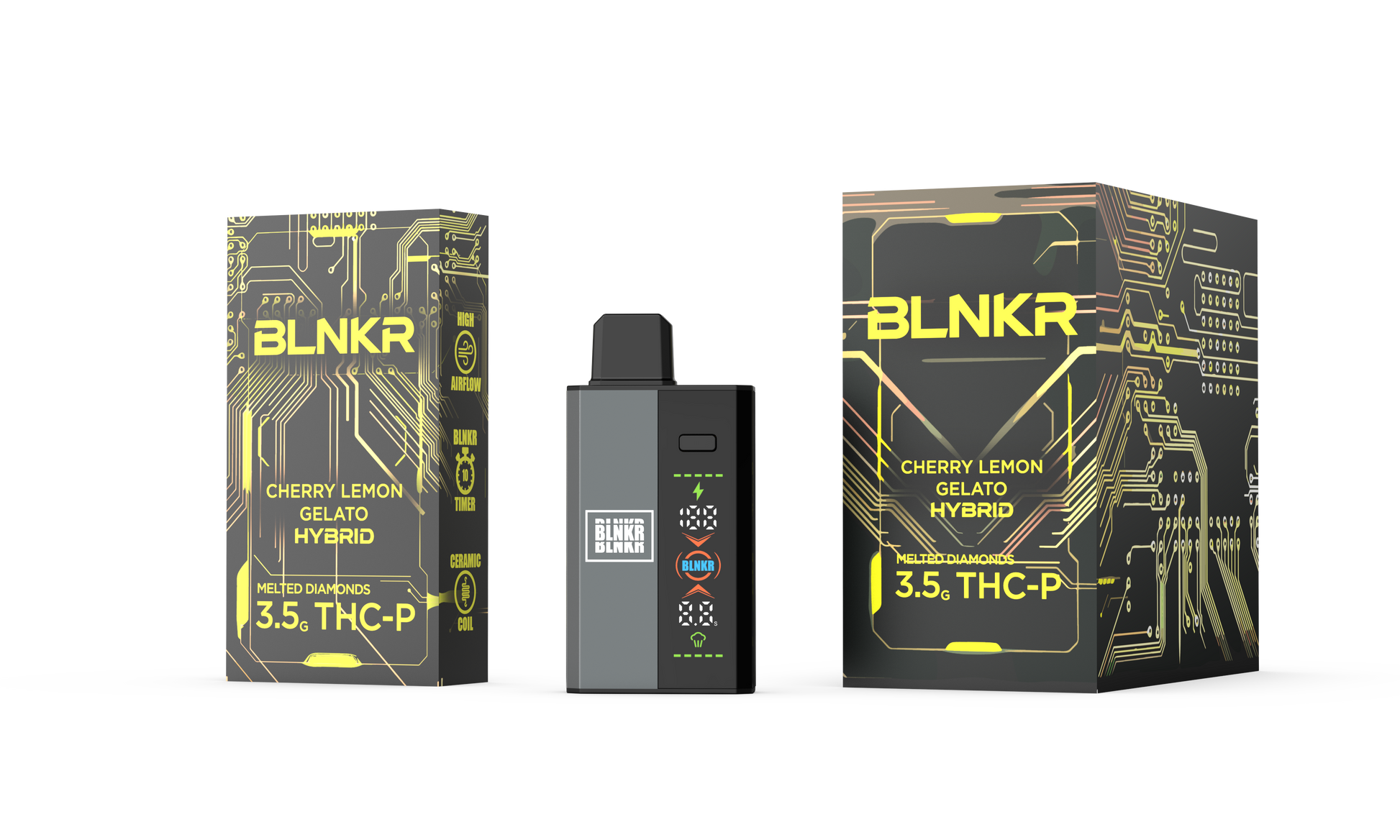 BLNKR (DispoDelta)(3.5g) Melted Diamonds THC-P - Cherry Lemon Gelato (Hybrid) with packaging