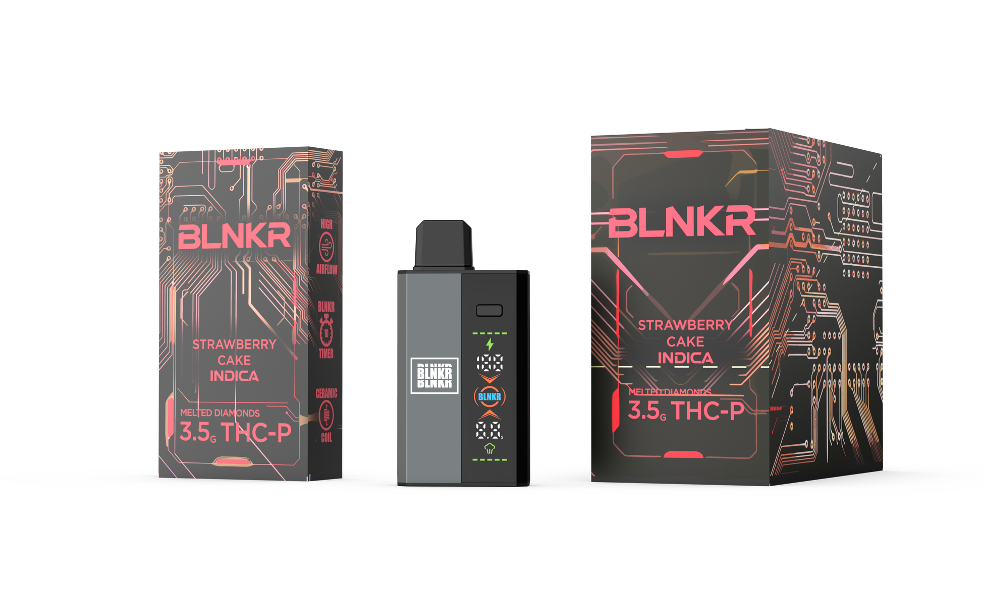 BLNKR (DispoDelta)(3.5g) Melted Diamonds THC-P - Strawberry Cake (Indica) with packaging