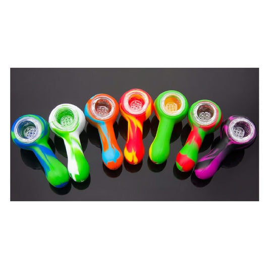 Non branded (Hand Pipe)(5-Pack) SHP5 Mini Silicone Hand Pipe - Assorted Colors (SAS)