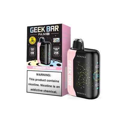 Geek Bar Pulse X Disposable 25000 Puff 18mL 50mg | MOQ 5 - Strawberry B-Burst with packaging