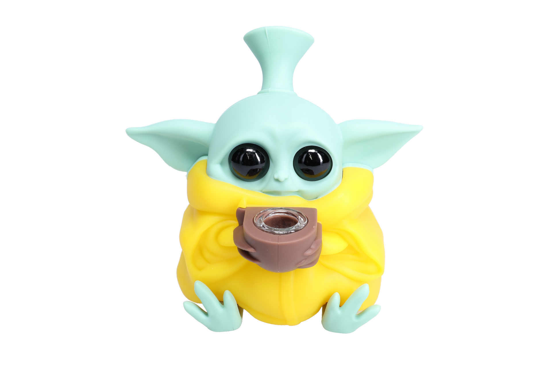 Non branded (Hand Pipe)(1-Pack) SHP12 Baby Yoda Silicone Hand Pipe - Yellow