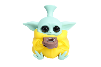 Non branded (Hand Pipe)(1-Pack) SHP12 Baby Yoda Silicone Hand Pipe - Yellow