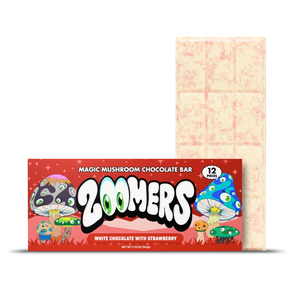 Zoomers (Shroom)(Chocolate)(1ct Bar)- White Chocolate with Strawberry
