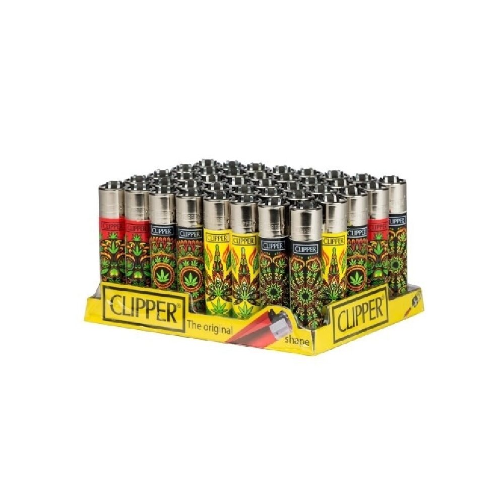 Clipper – DSPLY 48pc- Lighter CP11R Reusable Classic Large - PSY Weed 4/4 (SAS)