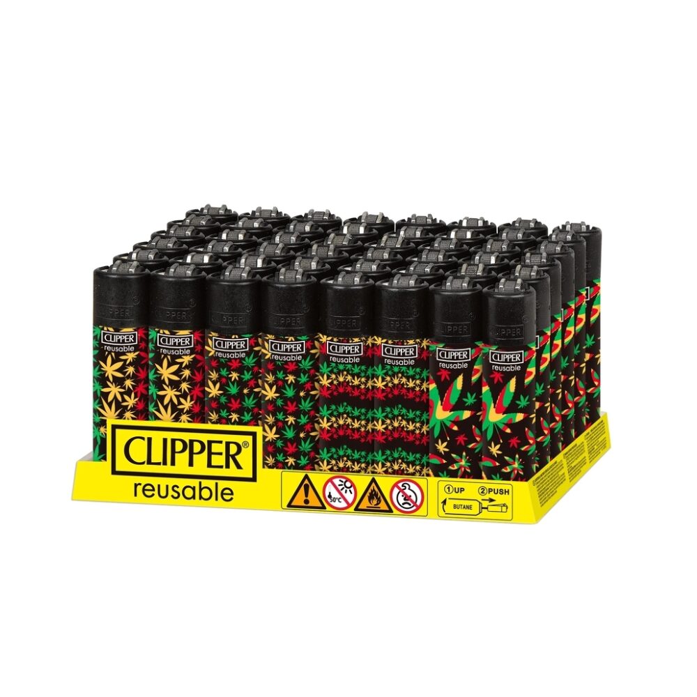 Clipper – DSPLY 48pc- Lighter CP11R Reusable Classic Large - Jamaican Pattern (SAS)