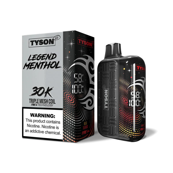 Tyson 2.0 Legend Disposable 30k Puffs 50mg (16mL) - Menthol Silver
