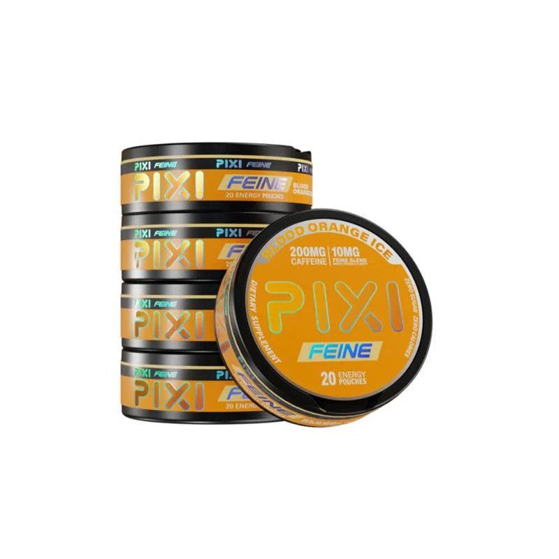 PIXI Feine (DSPLY 5pc)(Energy Pouch)(20ct Can) 200mg Caffeine | 10mg Feine Blend - Blood Orange Ice