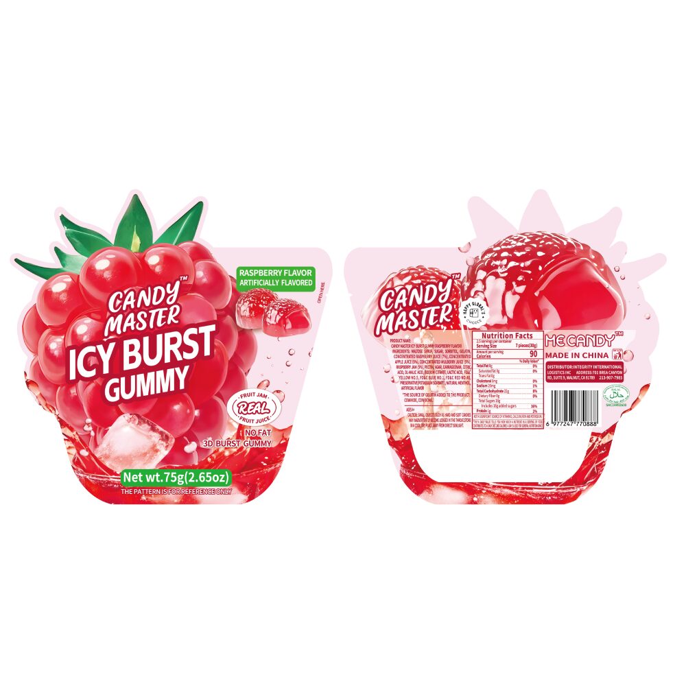 Candy Master Icy Burst (Gummy Candy) Raspberry with packaging