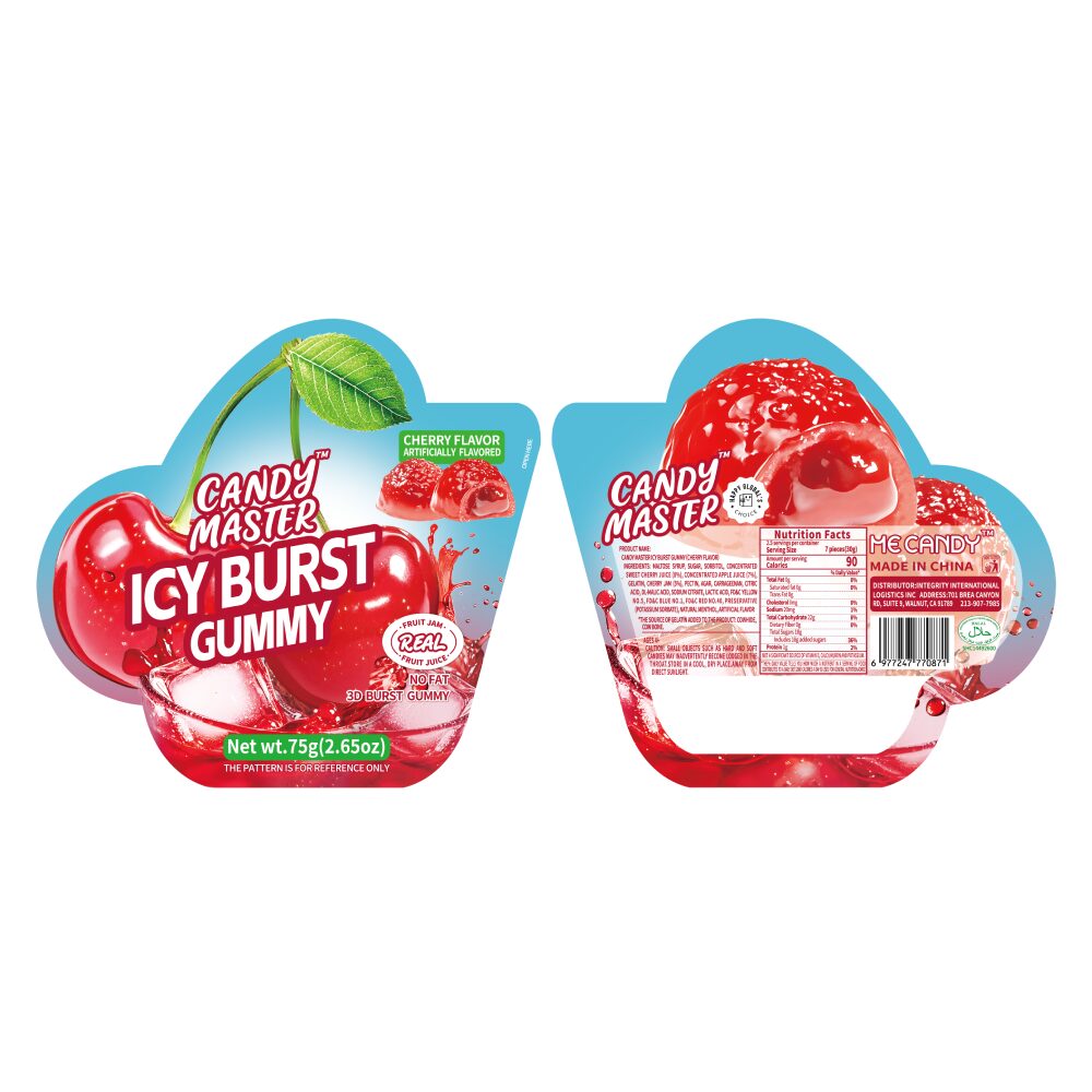 Candy Master Icy Burst (Gummy Candy) Cherry Flavor with packaging