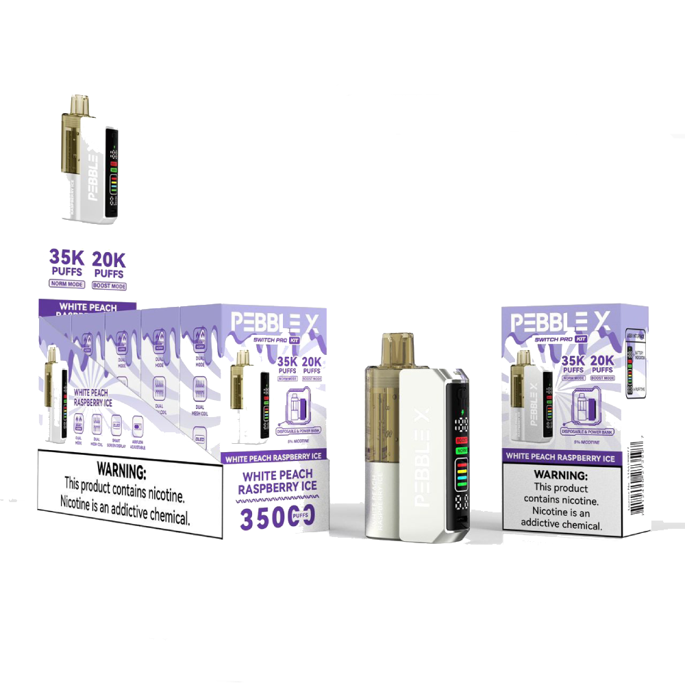 Pebble X Disposable + Power Dock - White Peach Raspberry Ice