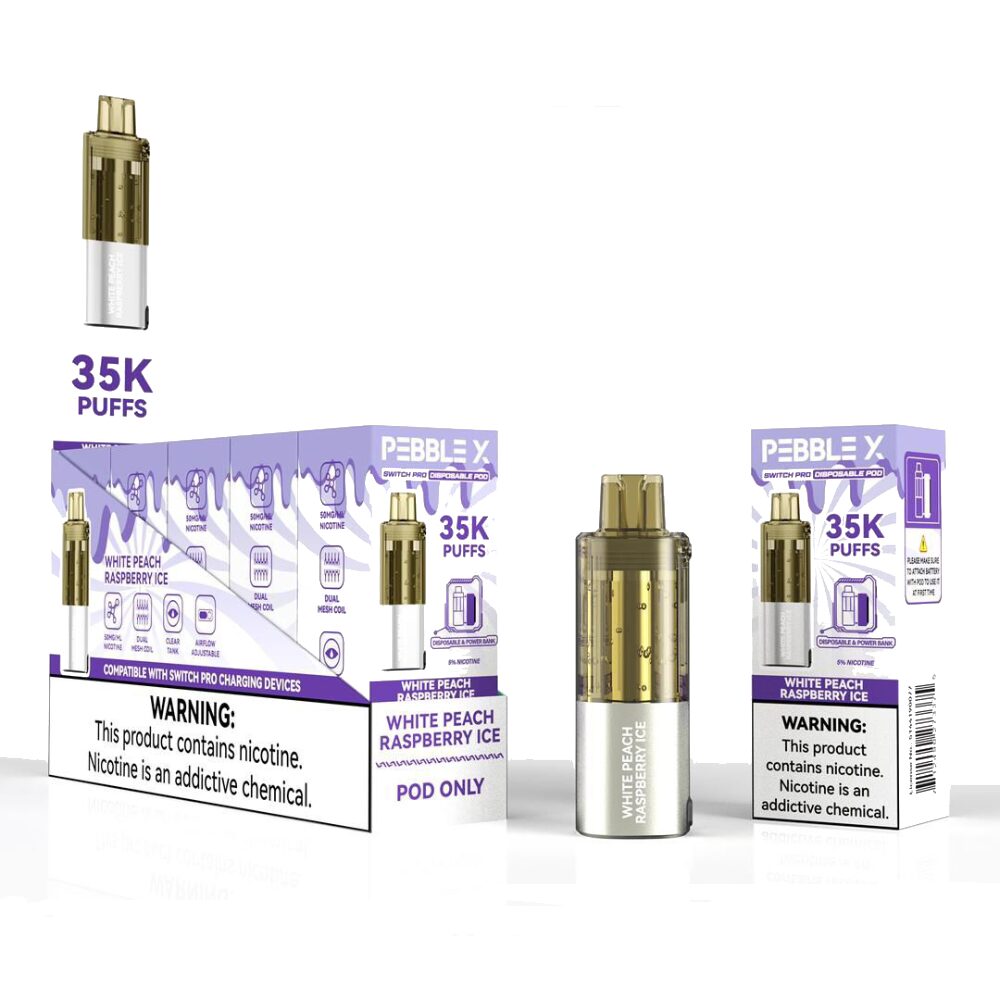 Pebble X Disposable Pod - White Peach Raspberry Ice