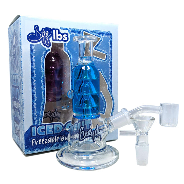 Dogg Lbs (Water Pipe) 5.5" Iced Out Freezeable Water Pipe with 14mm Banger & Bowl - Blue