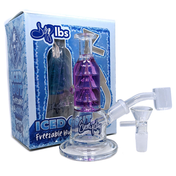 Dogg Lbs (Water Pipe) 5.5" Iced Out Freezeable Water Pipe with 14mm Banger & Bowl - Purple