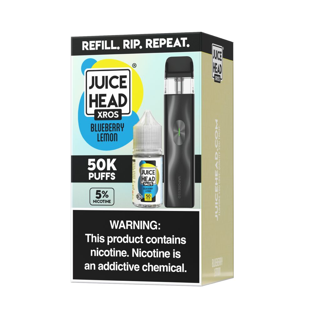 Vaporesso XROS 4 Mini Pod System + Juice Head 30mL (Collab Bundle) - Color: Black - Flavor: Blueberry Lemon