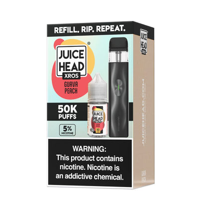 Vaporesso XROS 4 Mini Pod System + Juice Head 30mL (Collab Bundle) - Color: Black - Flavor: Guava Peach