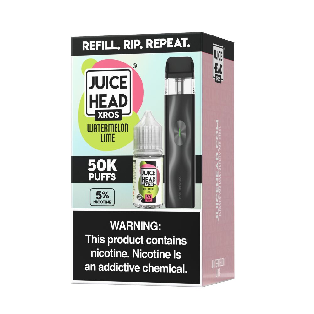 Vaporesso XROS 4 Mini Pod System + Juice Head 30mL (Collab Bundle) - Color: Black - Flavor: Watermelon Lime