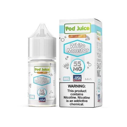 Pod Juice Salt TFN Series E-Liquid | 30mL | 55mg | (Salt Nic) | White Monstar