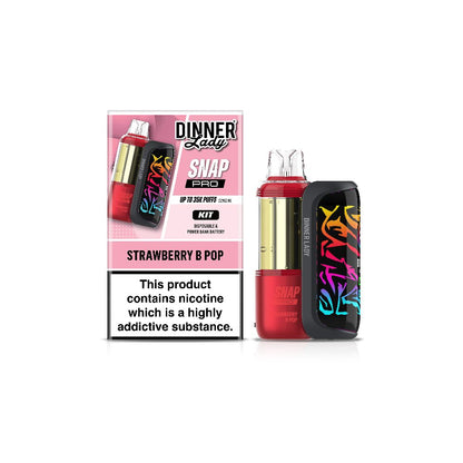 Dinner Lady Snap Pro (Dispo KIT)(35000Puff)(16mL) Dispo + Power Dock - Strawberry B-Pop