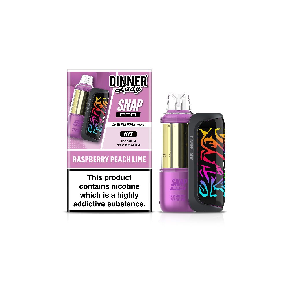 Dinner Lady Snap Pro (Dispo KIT)(35000Puff)(16mL) Dispo + Power Dock - Raspberry Peach Lime