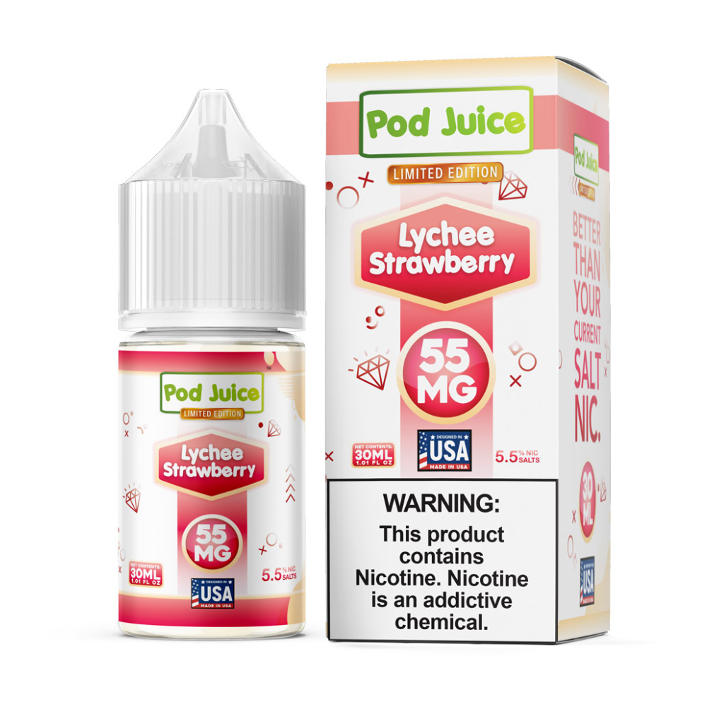 Pod Juice TFN Salt Series E-Liquid 30mL (Salt Nic) | 55mg - Lychee Strawberry