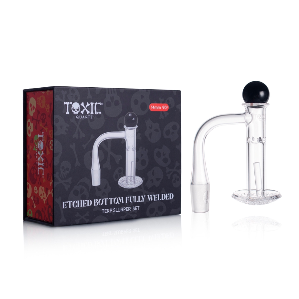 MKGlass (Banger) TXQB3 Toxic Quartz 14MM 90° Etched Bottom Fully Welded Terp Slurper Set