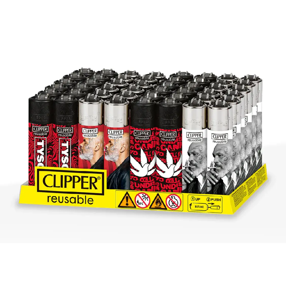 Clipper – DSPLY 48pc- Lighter CP11R Reusable Classic Large - Mike Tyson (SAS)