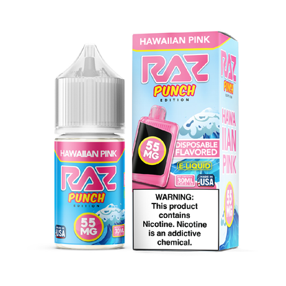 Pod Juice plus RAZ Disposables Collab Salt E-Liquid 30mL – Salt Nic - Hawaiian Pink with packaging