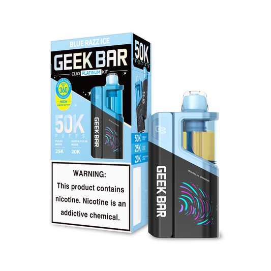 Geek Bar Clio Platinum (Dispo KIT)(50000Puff)(16mL) Dispo + Power Dock - Blue Razz Ice with Packaging